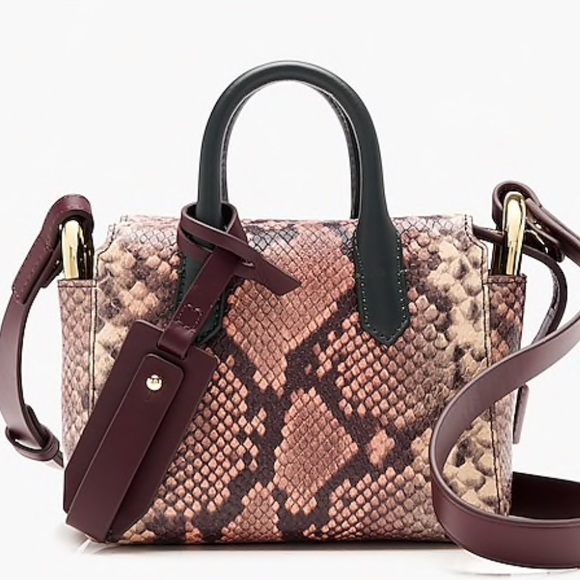 J Crew Mini Harper Snakeskin Embossed Leather Bag - Picture 2 of 8